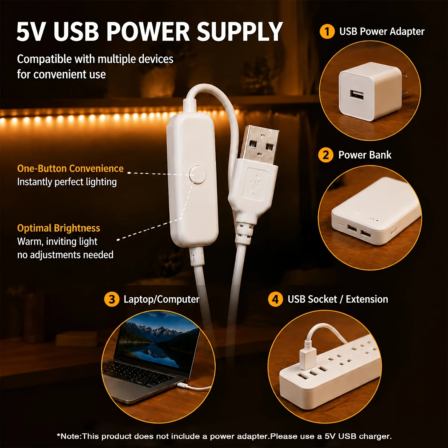 شريط إضاءة LED مع زر تحكم USB، - مراجعة Led Strip Lights وسعره